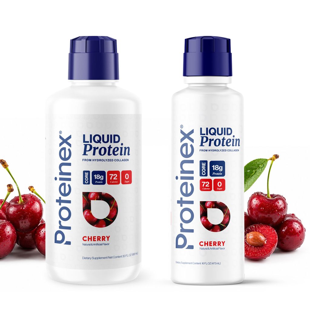 Proteinex Core Cherry liquid protein bundle, 30 oz and 16 oz bottles